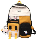 Lady Harajuku Kawaii Backpack Nylon Women Cute School Bag Girl College Student Waterproof Backpack Female Pin Badge Book Bag New