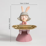 Pretty Girl Statue Table Decoration Fashion Sculpture Figurine With Tray Desk Storage Statue Multifunction Home Room Decor Gifts