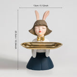 Pretty Girl Statue Table Decoration Fashion Sculpture Figurine With Tray Desk Storage Statue Multifunction Home Room Decor Gifts