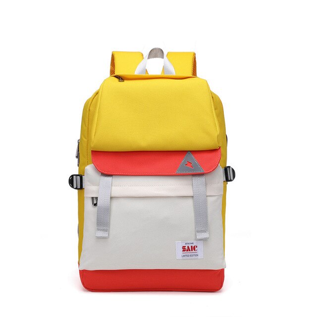 Girl's Schoolbag Patchwork Backpacks For Teenager USB Charging Waterproof School Backpack Large Capacity Travel Bag