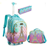 Children school Rolling Backpack Bag School Wheeled Backpack for girls SchooTrolley Bag Wheels Kids Travel luggage Trolley Bags