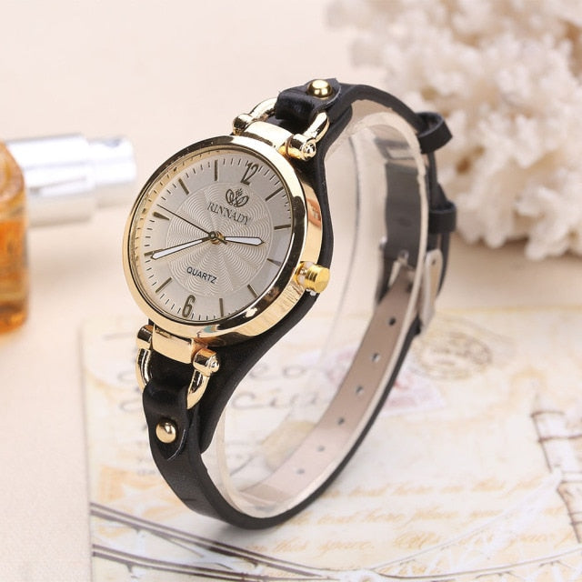 Women Casual Watches Round Dial Rivet PU Leather Strap Wristwatch Ladies Analog Quartz Watch Gift Fashion Luxury Wrist Watch