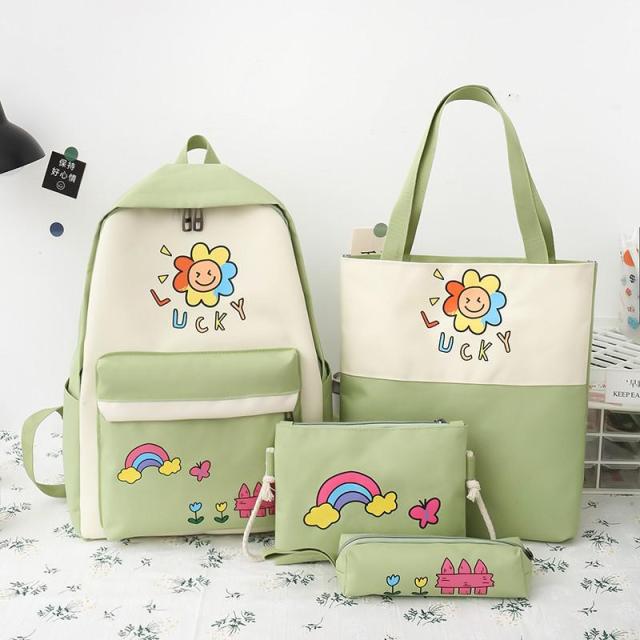 Back to school 4 piece Set  Schoolbags Teenage Girls Women Backpack Fashion School Bag Casual Female Backpack Classical Laptop Shoulder Bags