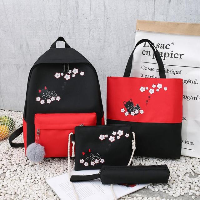 Back to school 4 piece Set  Schoolbags Teenage Girls Women Backpack Fashion School Bag Casual Female Backpack Classical Laptop Shoulder Bags