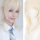 MEIFAN Short Cosplay Lolita Anime  Men Wig Male Straight Hair High Temperature Fiber Synthetic Long Ponytail Light Blonde Wig