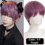 MEIFAN Short Cosplay Lolita Anime  Men Wig Male Straight Hair High Temperature Fiber Synthetic Long Ponytail Light Blonde Wig