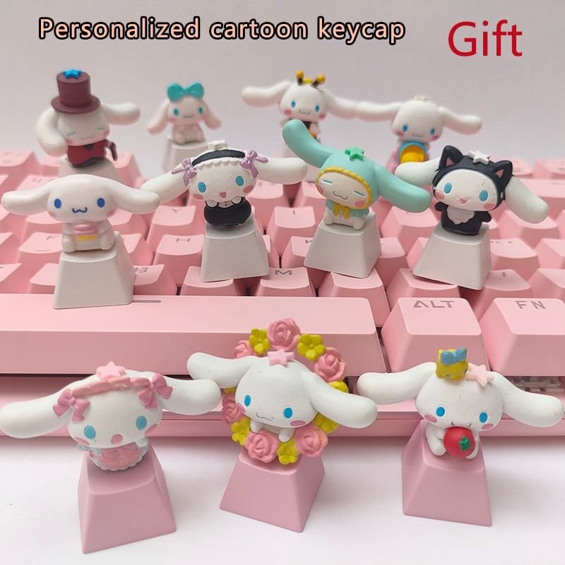 Custom Cute Kawaii Cinnamorol Series Anime Keycaps Mechanical Keyboard Caps Cherry Mx Personalized Cartoon PBT Diy Key Cap Game