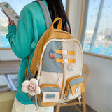 Pin Badge Women Cute Backpack Harajuku Lady Kawaii Bag School Waterproof Nylon Female Book Backpack Girl College Student Bag New
