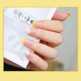 24Pcs Alomond Fake Nails Press On for women Bride White Flower designs Artificial Nail tips full cover acryl False Nails-1