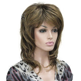 Xpoko Lady Women Blonde With Dark Root Medium Length Cascaded Layers Synthetic Hair Full Wig for women