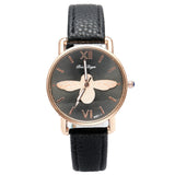 Simple Little bee Design Women Watches Vintage Green Leather Ladies Luxury Wristwatches Fashion Casual Female Quartz Clock