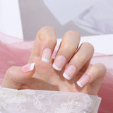 Fashion 24pcs French Nails For Women Simple Pink Ins Style Fake Nails Acrylic fake Full Tips False press on nail