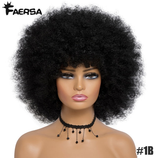 Halloween front porch Short Hair Afro Kinky Curly Wigs With Bangs For Black Women African Synthetic Ombre Glueless Cosplay Natural Blonde Red Blue Wig