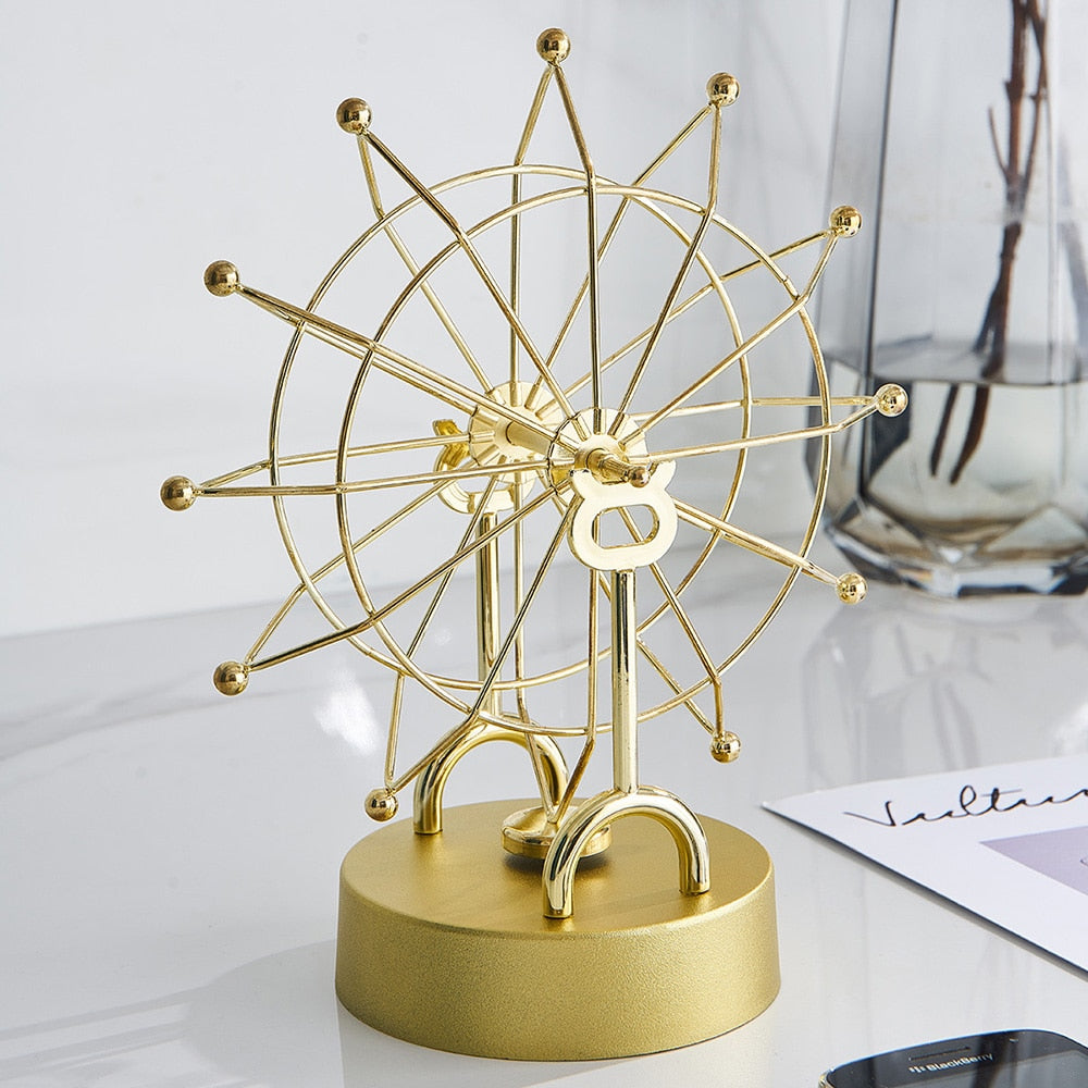 Modern Metal Golden Ferris Wheel Rotatable Living Room Office Desk Decoration Home AccessoriesToy Gift for Children Adult