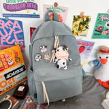 Back to school Spring New Waterproof Cow Pattern Lovely Backpack For Women Casual Simple College Student Schoolbag Teenage Girl Badge Backpack