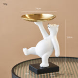 Bear Sculpture Storage Tray Resin Animal Statue Nordic Home Decoration Living Room Desk Decoration Makeup Organizer Gifts