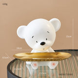 Bear Sculpture Storage Tray Resin Animal Statue Nordic Home Decoration Living Room Desk Decoration Makeup Organizer Gifts