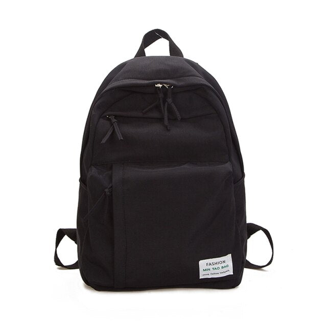 Back to school New solid color Backpack Waterproof nylon women backpack multiple zip pocket Travel Backpacks Teenage Girls Schoolbag