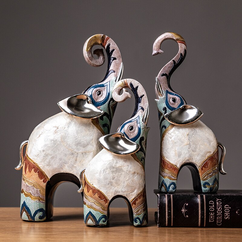 European Home Decor African Elephant Sculpture Resin Animal Model Abstract Home Decoration Accessories Living Room Decor Gifts
