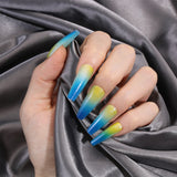 Detachable Heart Long Coffin False Nails Wearable Orange love gradient Ballerina Fake Nails Full Cover Nail Tips Press On Nails2022513