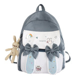 2021 Kawaii Rabbit Ears Women Backpack Bow Cute School Bag For Girls Patchwork Large Capacity Book Bag Female Travel Mochila