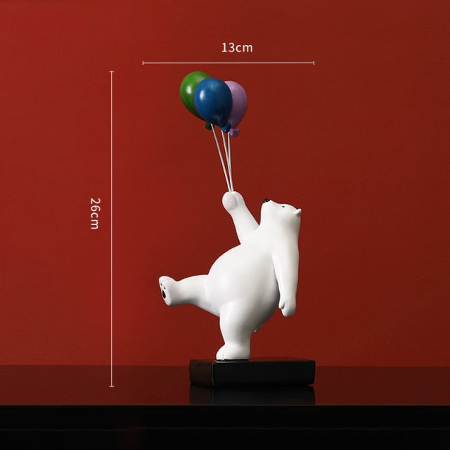 Balloon Bear Figurines For Interior Creative Resin Statue Nordic Home Decoration Wall Mount Modern Figurine Room Decoration