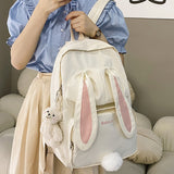 Back to school EST Cute Rabbit Girl School Backpack Female Large Capacity Kawaii Back Pack Mochila Pink Women Bagpack Nylon Cartoon Schoolbag