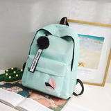 Back to school black green girl school bags for teenage backpack Women College wind SchoolBag female High student bookbag fashion Hairball