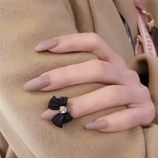 Xpoko 24pcs Black French False Nails Detachable Wearable fake nails press on Fake Nails Full Cover Artificial Nail Tips Manicure Tool