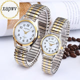 Classic Big Dial Numbers Face Elastic Band Quartz Watch Men And Women Fashion Pair Wholesale Watch