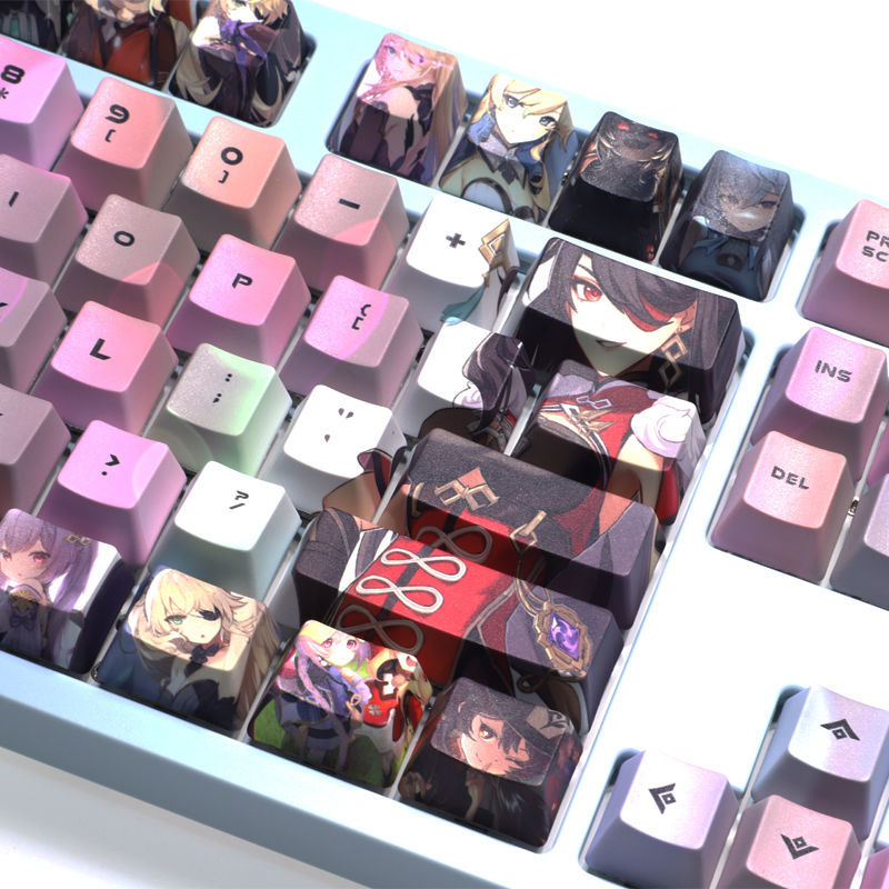 108-key Original God Game Animation Carved Clear Keycap Five-sided PBT Sublimation OEM Highly Mechanical Keyboard Keycap Cherry