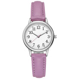 Japan Movement Women Quartz Watch Easy to Read Arabic Numerals Simple Dial PU Leather Strap Lady Candy Color