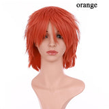 Xpoko Short Cosplay Wig Red Pink Blue Brown White Grey Hair Wigs Synthetic Straight Costume Wig For Christmas Party