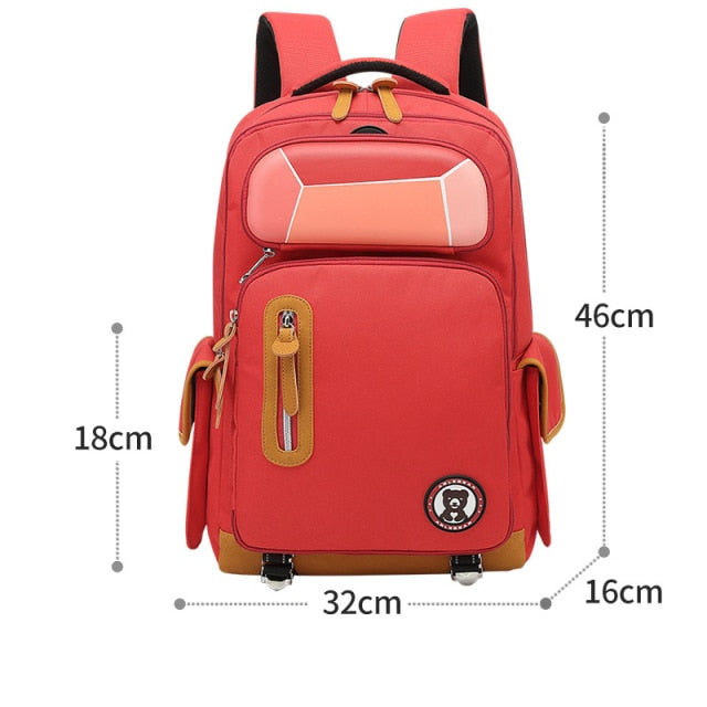 Creative Cartoon School Backpack With Pencil Case Large Capacity Children Bag Waterproof Multi-compartment Schoolbag