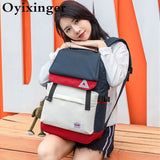 Girl's Backpack Patchwork Schoolbags For Teenager Solid USB Charging Waterproof Backpack New Large Capacity Travel Bag