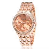 Luxury Geneva Brand Women Gold Stainless Steel Quartz Watch Military Crystal Casual Wrist Watches Rhinestone Relogio Feminino