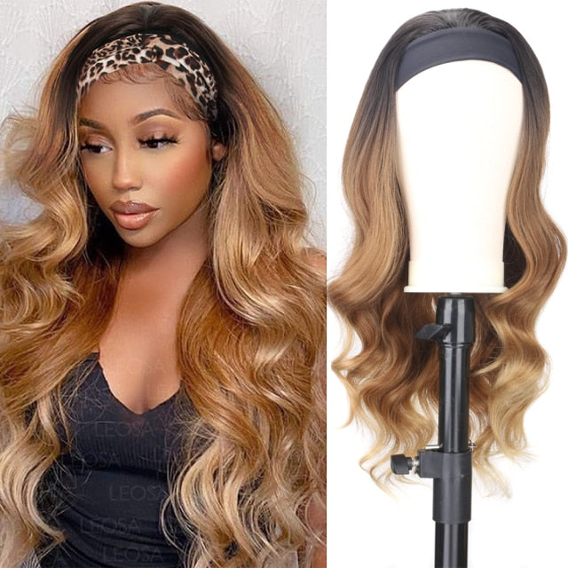 Headband Wig Long Body Wave Wigs for Women Long Natural Black 613 Blonde Synthetic Hair Women's Wigs