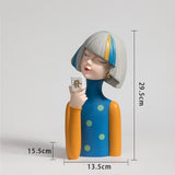 Xpoko Nordic Home Decor Girl Design Resin Figure Statue Living Room Decor Office Decoration Bedroom Decoration Accessories Girl Gifts