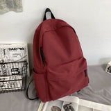 Back to school New Fashion Red Backpack Women Waterproof Solid Color High School Bag for Teenage Girl Cute Student Bag Portable Travel Rucksack