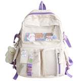 Back to school New Candy Color Cute Women Backpack Fashion Waterproof Buckle Badge Schoolbag For Teen Girls Student Bookbag Mochila