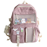 Back to school New Candy Color Cute Women Backpack Fashion Waterproof Buckle Badge Schoolbag For Teen Girls Student Bookbag Mochila