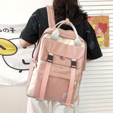 New Buckle Waterproof Women Backpack Cute Candy Colors Portable Backpack Fancy High School Bags for Teenage Girl Travel Rucksack