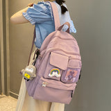 Back to school New Simple Solid Color Women Backpack High Quality Waterproof Big Backpack Female High School Bags Teenage Girl Cute Student Bag