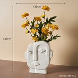 Nordic Home Decor Ceramic Vase for Flowers Ins Human Face Design Living Room Decor Home Vase Pot for Dried Flower White Vase