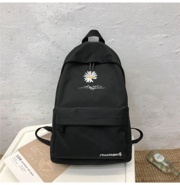 2022 Solid backpack girl school bags for teenage College wind Women SchoolBag High student bag black nylon printing