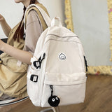 College Student Women School Bags White Cute Female Backpack Waterproof Kawaii Book Bag Ladies Teen Girl Backpacks Fashion Nylon