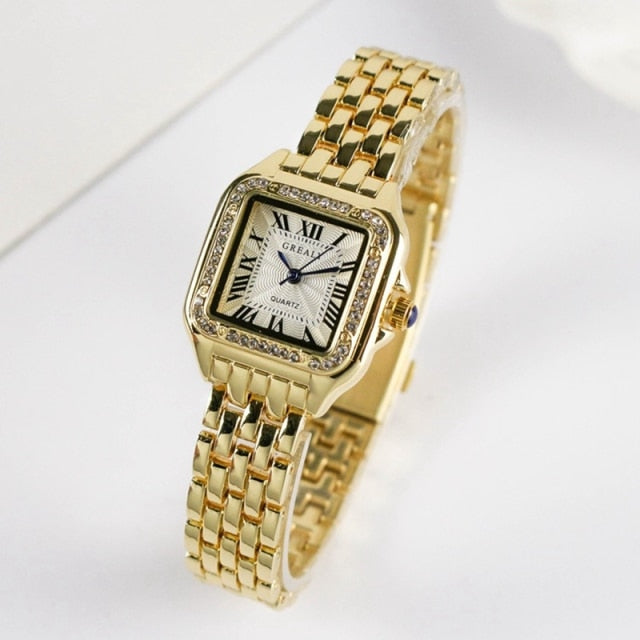 Xpoko Women's Fashion Square Watches 2023 Brand Ladies Quartz Wristwatch Classic Silver Simple Femme Steel Band Clock Zegarek Damski