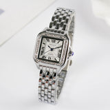 Xpoko Women's Fashion Square Watches 2023 Brand Ladies Quartz Wristwatch Classic Silver Simple Femme Steel Band Clock Zegarek Damski