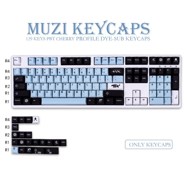 PBT Keycap 129 Key Cherry Profile DYE-SUB MIZU Personalized Keycaps For Cherry MX Switch Mechanical Keyboard