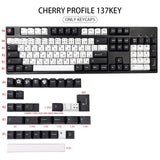 GMK-KEY Black And White PBT Keycap Cherry Profile Dye Subb Keycaps For Mechanical Keyboard GK61 DZ60 K70 G710+Layout iso Key Cap